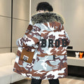 Fashion Mid-Length Camouflage Warm Parkas Winter Men's High Street Wear Windproof Hooded Plush Jackets Outdoor Thick Fleece Coat