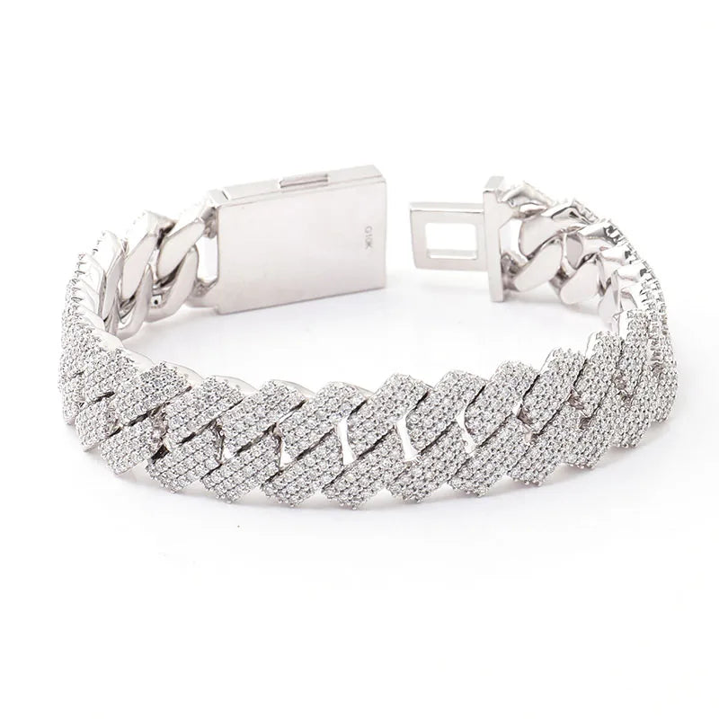 Provence Classic Cuban Chain for Men Silver DEF/VS Lab Diamonds Simple Hip Hop Bracelet Streetwear Bangles jewelry Custom