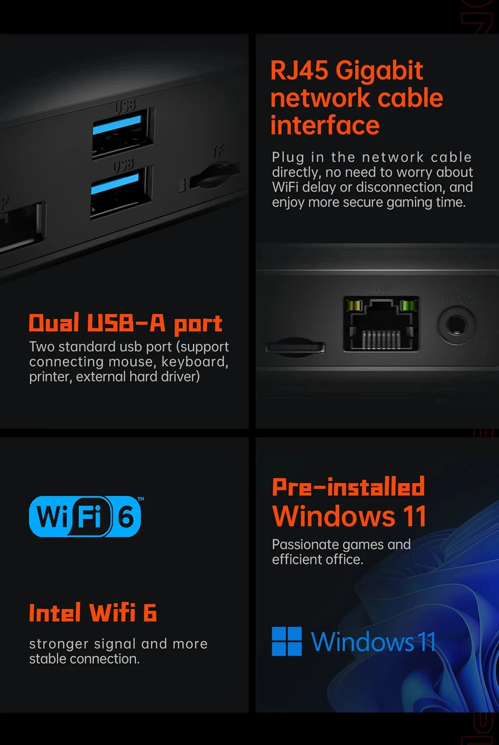 OneX M1 Mini PC Intel Ultra 9 185H Pocket Gaming Desktop Windows 11 RGB WiFi BT Office Home HTPC Portable Small Computer Host