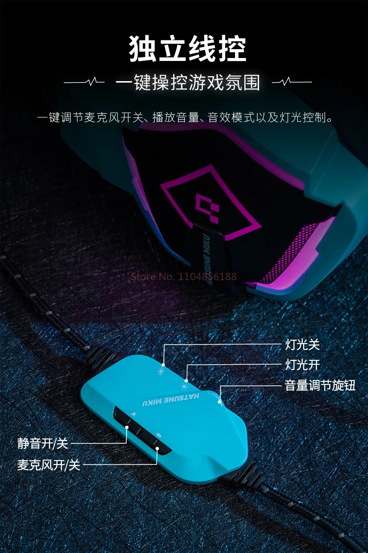 Hot Moeyu Hatsune Miku Esports Heart Series Anime Esports Headset Mechanic Surround Sound Wired Headset Christmas Gift Toy