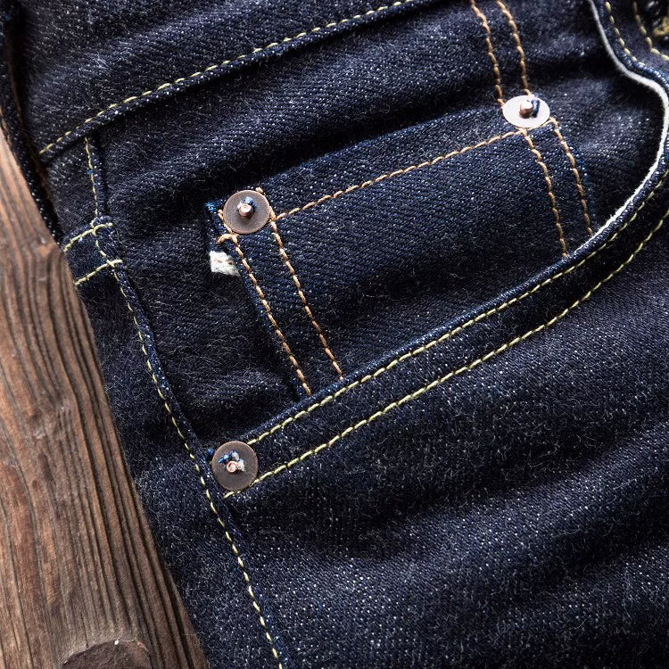 SD107-0001 Red Tornado Heavy Weight Indigo Selvage Unwashed Pants Unsanforised Thick Raw Denim Jean 17oz